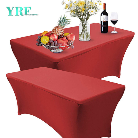 Podlouhlý spandexový potah na stůl červený 8 stop z čistého polyesteru nemačkavý pro skládací stoly