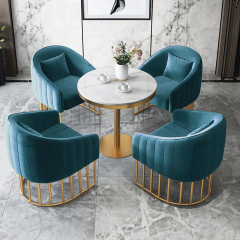 Lehký luxusní mramorový jednací stůl a židle na prodej