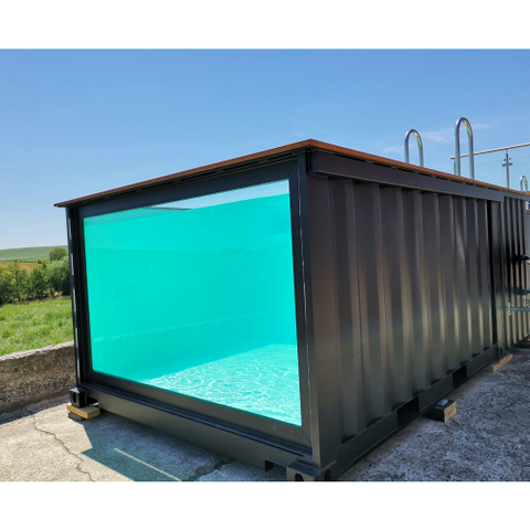Přizpůsobený 20 stop 40 stop Prefabrikovaná skleněná stěna Kontejnerový bazén